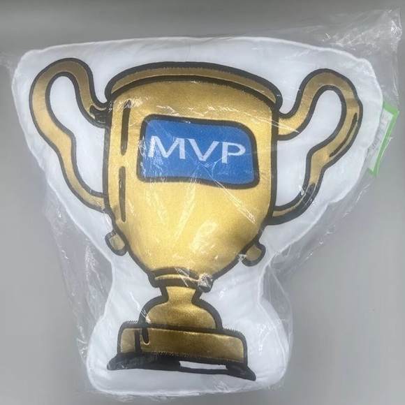 Charter Club Kids Decorative Figural MVP Trophy Pillow in White & Gold NEW - Picture 3 of 8